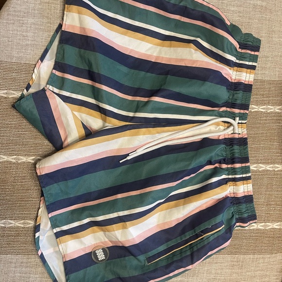 Topman Striped Multicolor Men's Swim Trunks - Picture 1 of 5